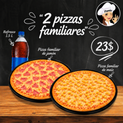 2 Pizzas Familiares de 42cm + Bebida 1,5L
